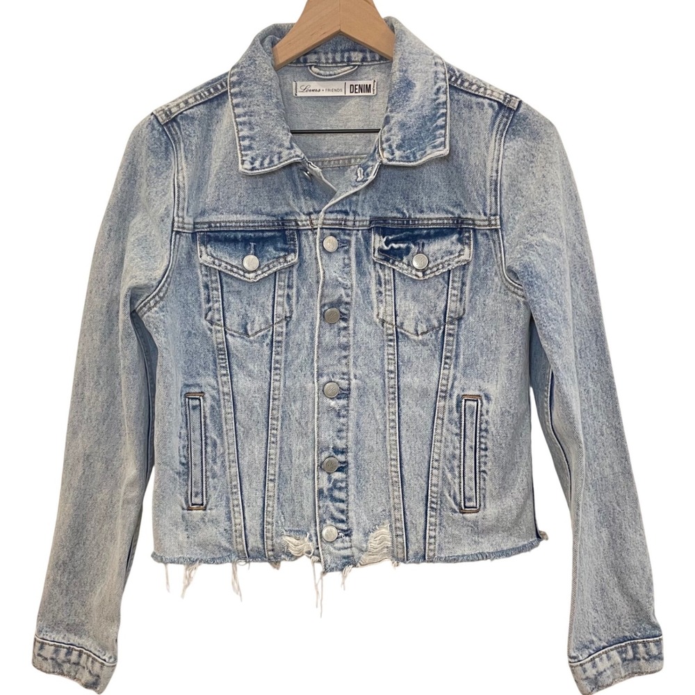 LOVERS + FRIENDS Brandon Denim Jean Jacket Light‎ Santa Cruz Wash Cropped Small